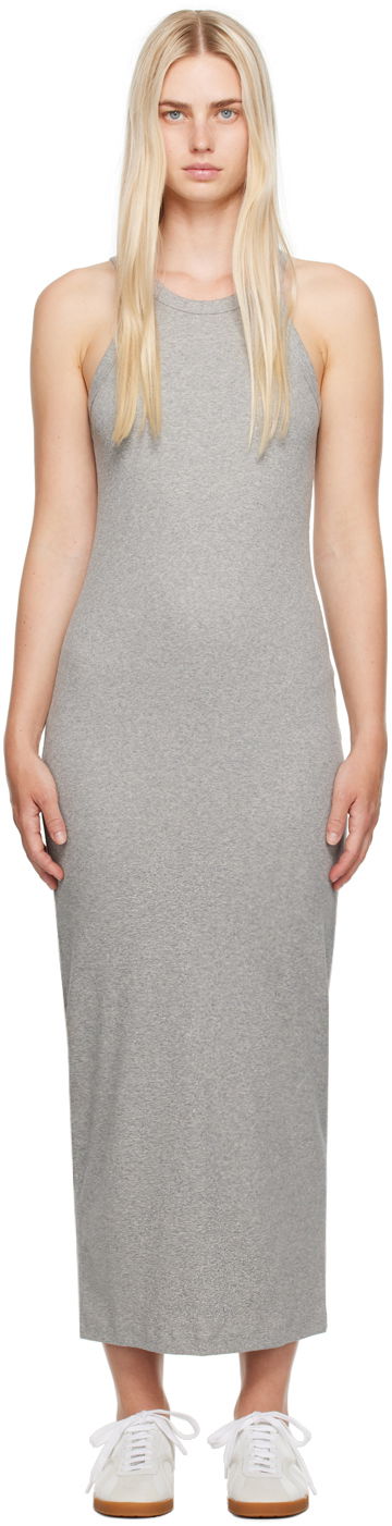 Obleke TOTEME Women's Curved Maxi Dress Siva | 243-WRD3766-FB0246