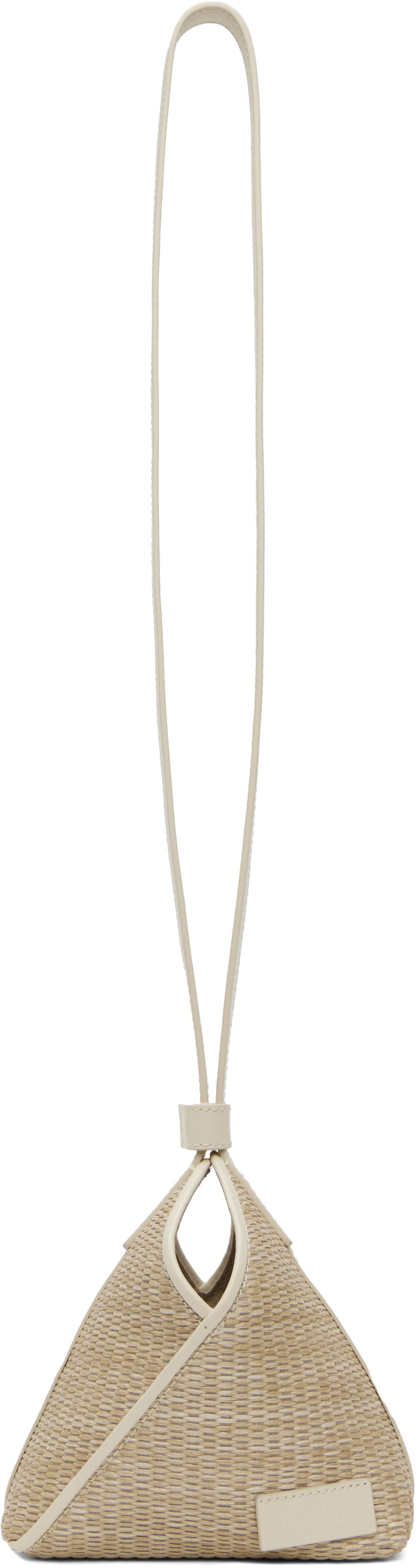 Torbica Maison Margiela MM6 Maison Margiela Small Raffia Triangle Shoulder Bag Bež | SB5ZI0013 P7256