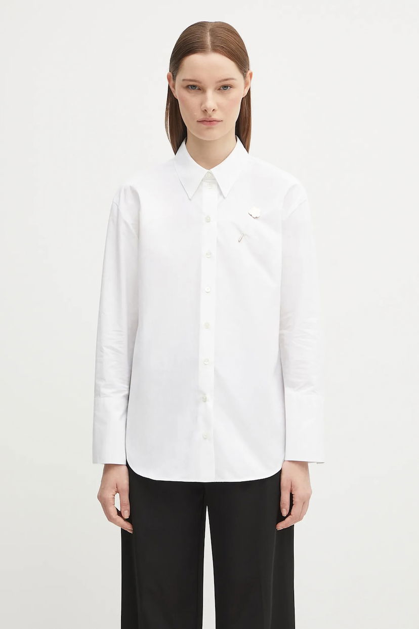 Srajce KENZO Kenzo Boke Pin Relaxed Fit Shirt with Classic Collar Bela | FF62CH2549LB