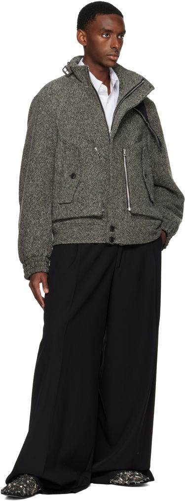 Bomber jakna Dries Van Noten Dries Van Noten Tweed Bomber Jacket with Asymmetric Collar Večbarvna | 252-020565-2261, 3