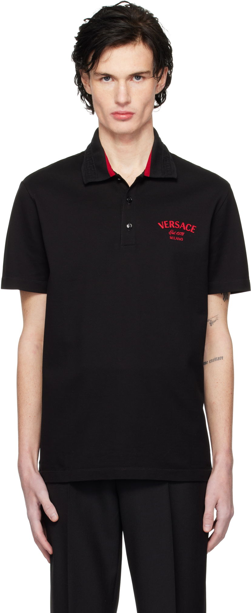 Polo majica Versace Embroidered Stamp Polo Črna | 1013906_1A12348