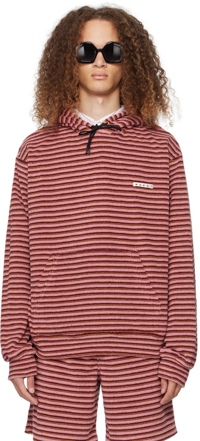 Pulover Marni Striped Hoodie Roza | FUMU0073X1 UTC321