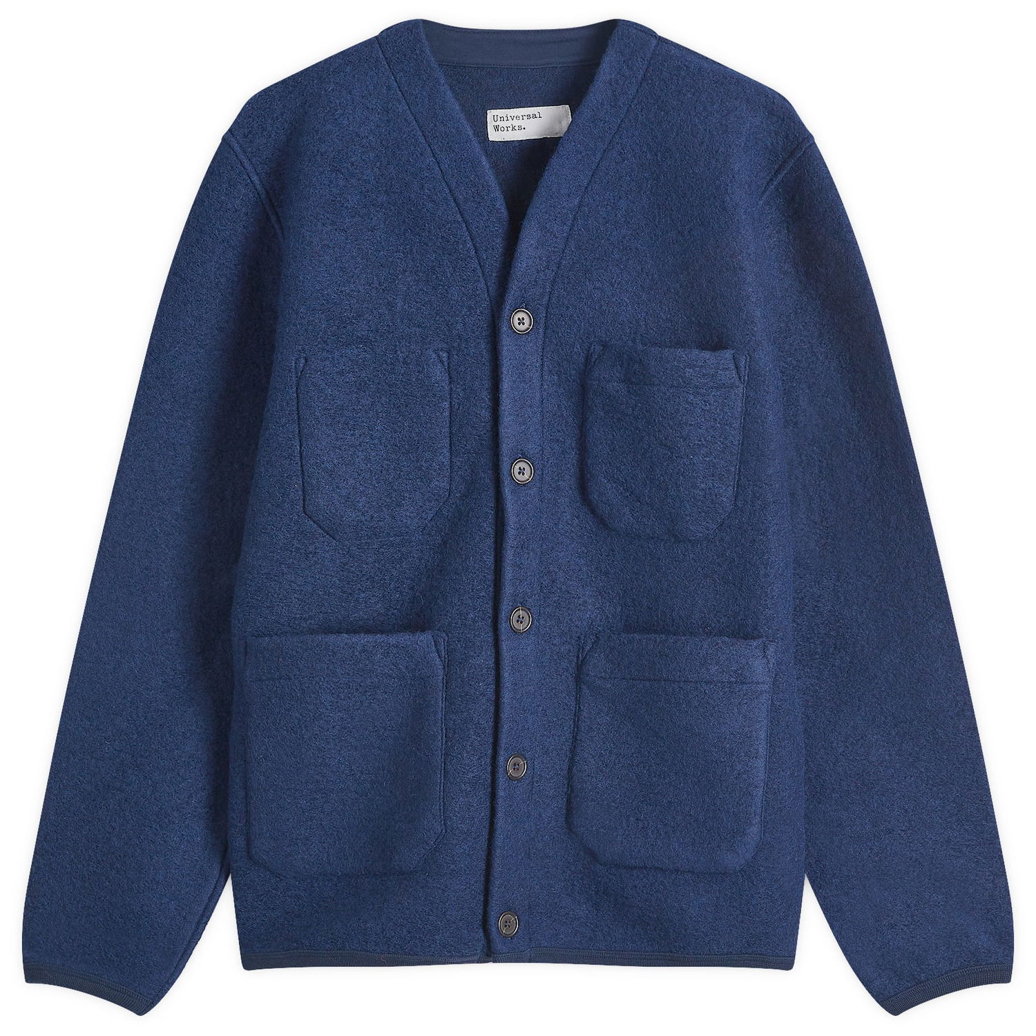Pleteni pulover Universal Works Wool Fleece Cardigan, Size Large Modra | 29710-IND, 0
