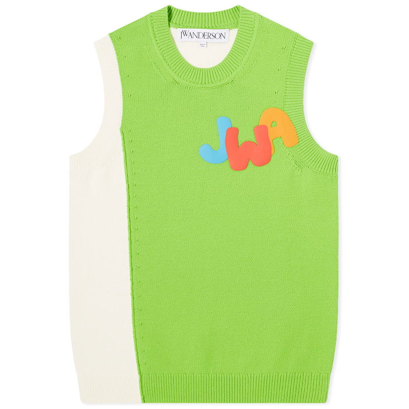 Pleteni pulover JW Anderson JWA Two Tone Vest Zelena | KW1166-YN0348-500