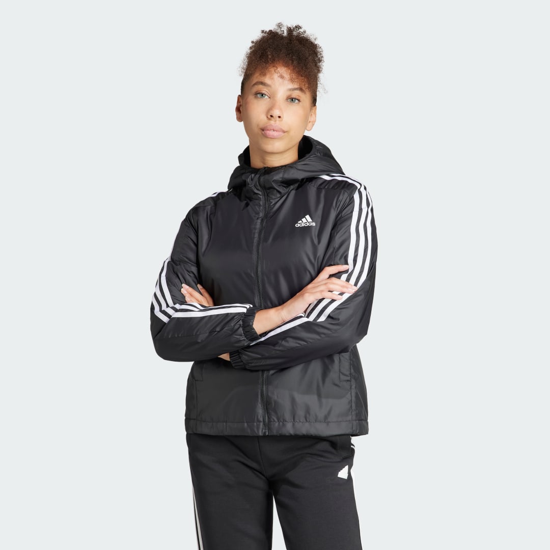 Jakna adidas Performance Essentials 3-Stripes Insulated Hooded Jacket Črna | IN3288, 0