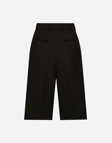 Kratke hlače Dolce & Gabbana Dolce & Gabbana Wool Gabardine Tuxedo Bermuda Shorts Črna | FTC77TFU21EN0000, 1
