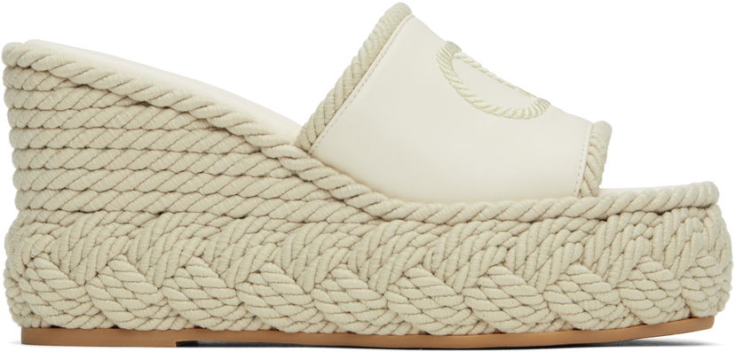 Superge in čevlji Valentino Valentino Garavani VLogo Torchon Wedge Slide Sandals Bež | 6W2S0KC5YWI