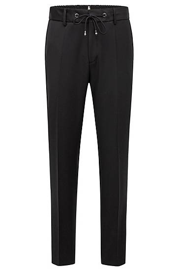 Hlače BOSS Slim-Fit Virgin-Wool Serge Trousers Črna | 50469169, 0