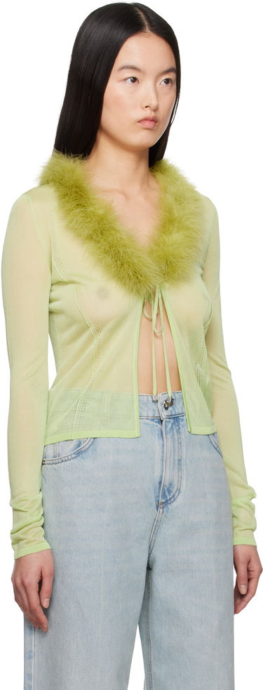 Pleteni pulover Blumarine Blumarine Feather Trim Knit Cardigan Roza | P522M558A, 4