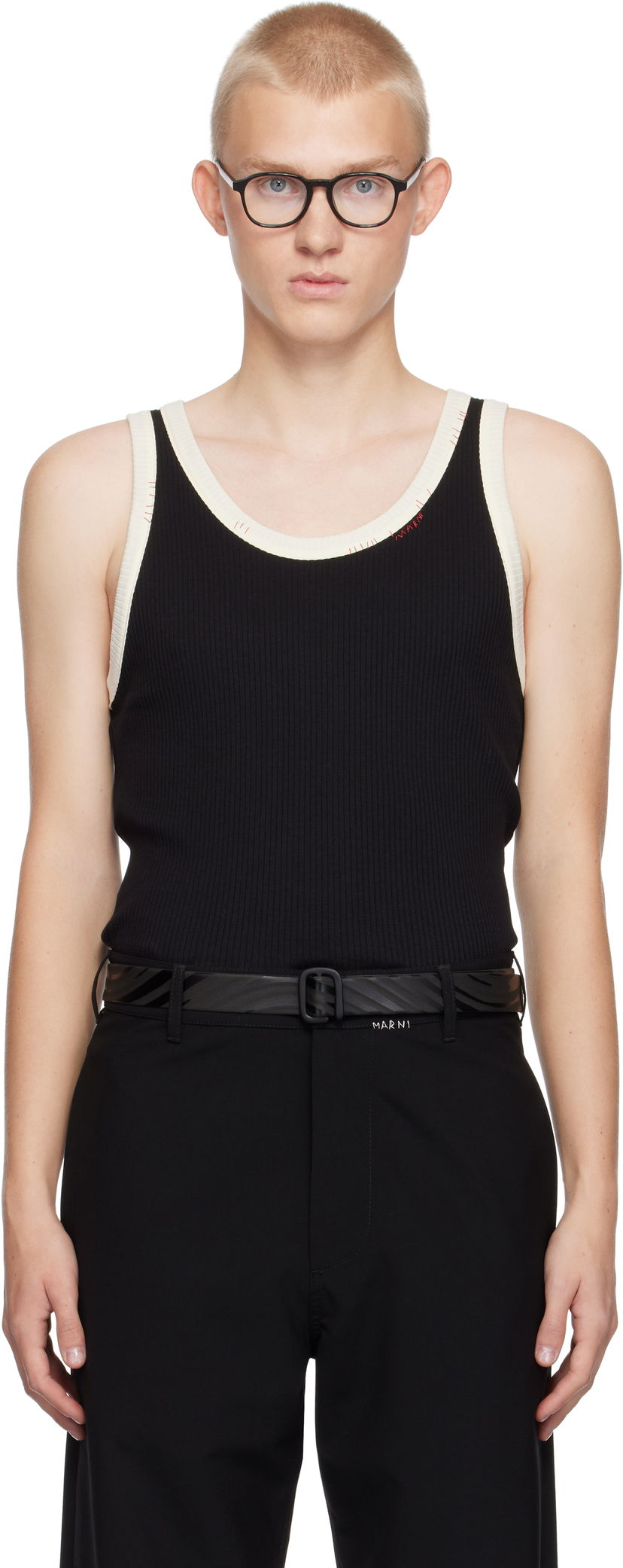 Majica brez rokavov Marni Tank Top Mending Črna | HUMU0299QS UTC404