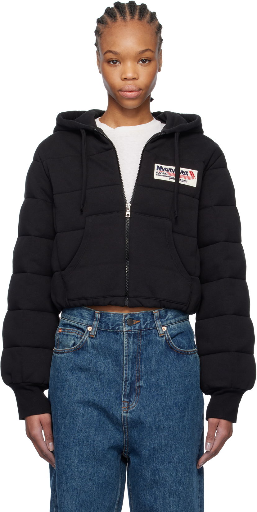 Pulover Moncler Moncler Genius x Palm Angels Zip-Up Down Hoodie Črna | J209L8G00007899V4