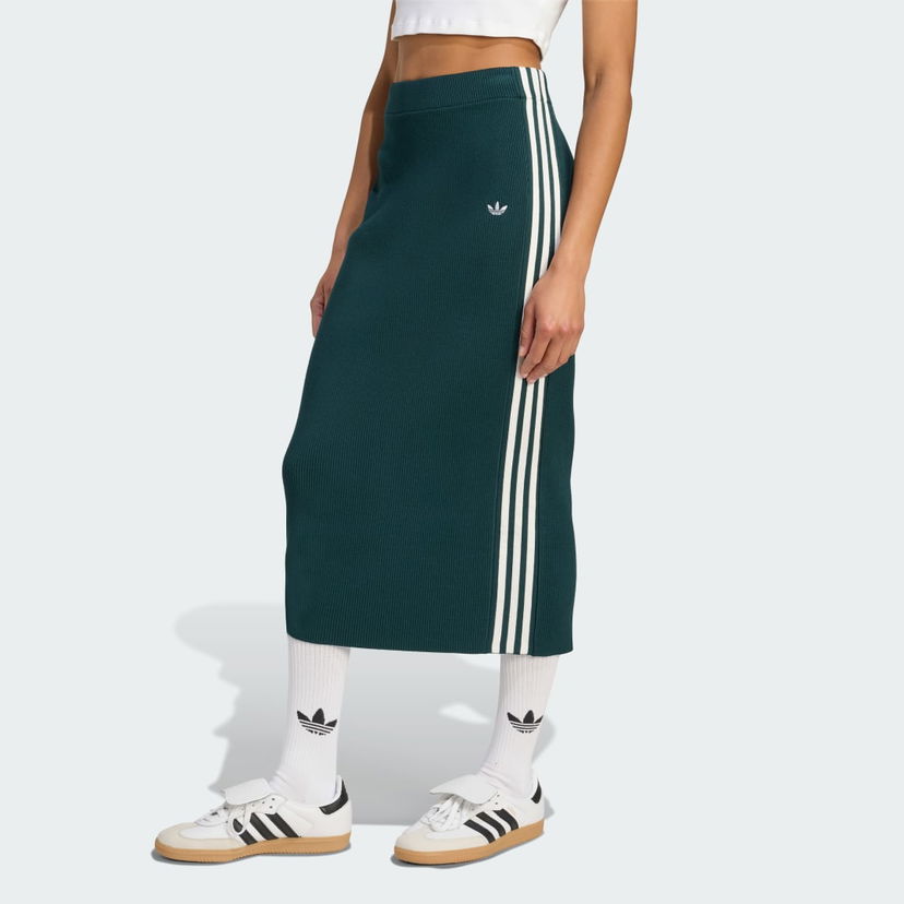 Krila adidas Performance Adicolor 3-Stripes Knit Skirt Zelena | JW2662