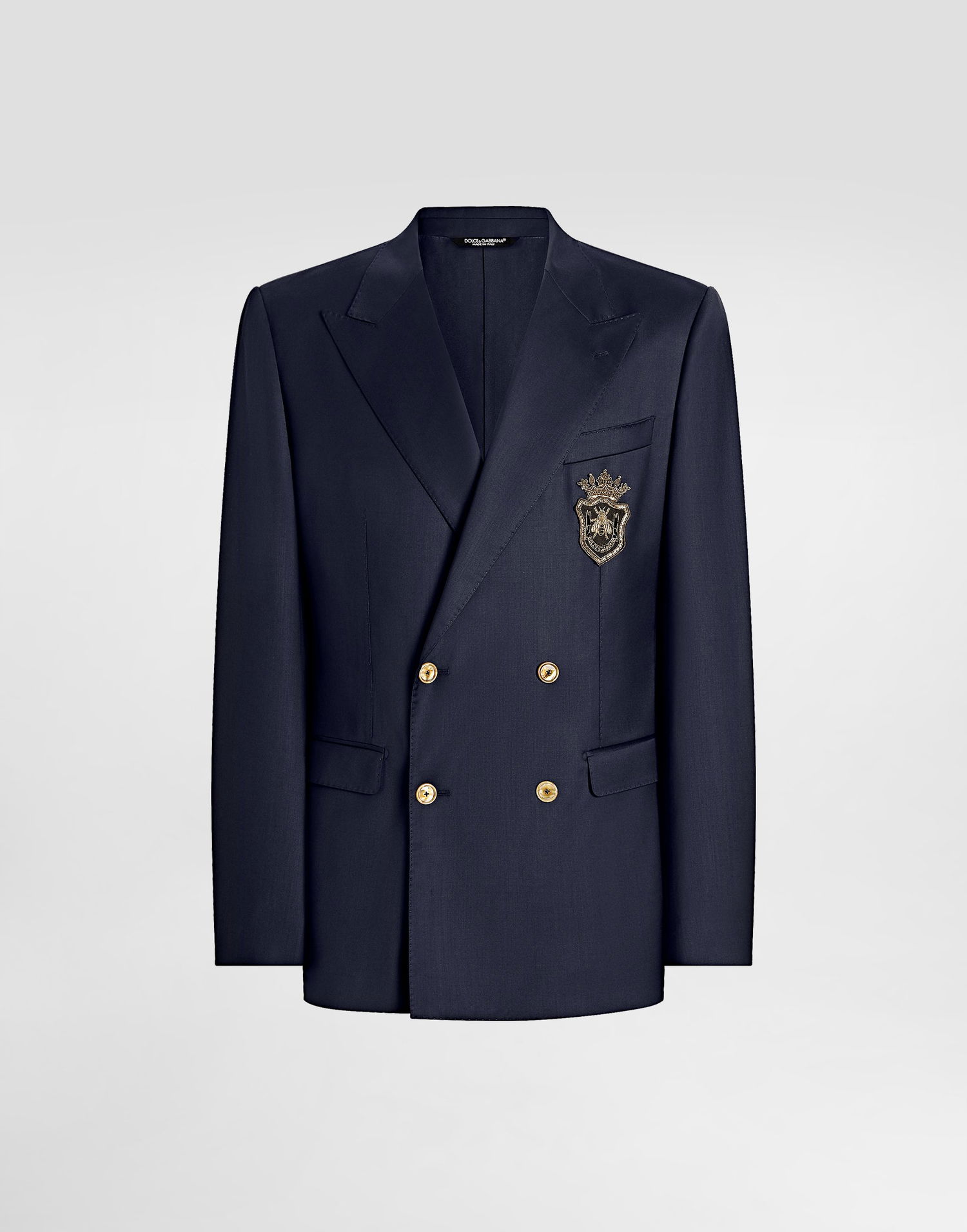Jakna Dolce & Gabbana Double-breasted Wool Jacket With Patch Modra | G2TJ8ZFUBFAB4902, 0
