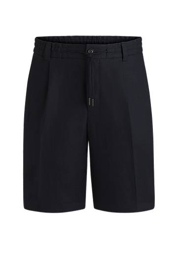 Kratke hlače BOSS Tapered-Fit Wrinkle-Resistant Linen Shorts Mornarica | 50538680
