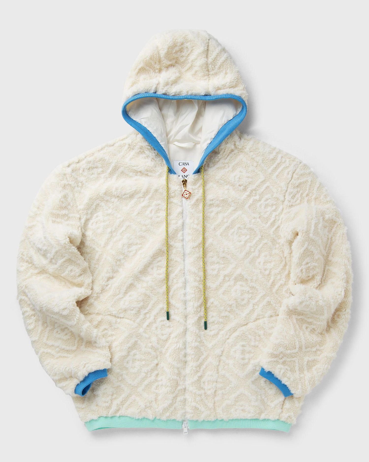 Jakna Casablanca Monogram Fleece Hooded Jacket Bela | MPF25-JTP-373-01, 0