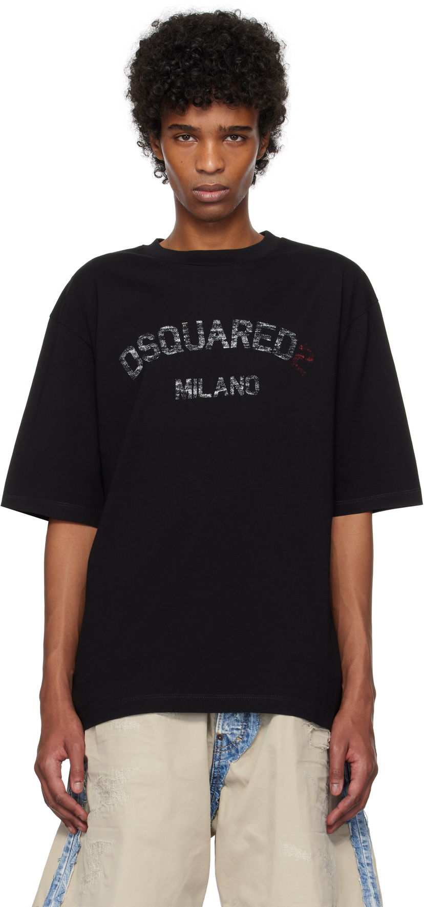 Majica DSQUARED2 Dsquared2 Loose Fit Faded Logo T-Shirt Črna | S74GD1399_D20020