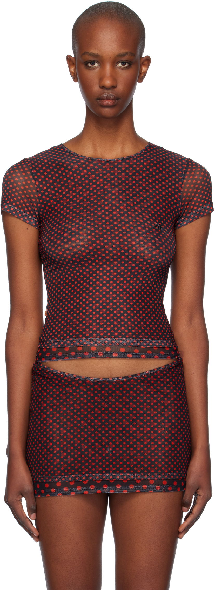 Krila Miaou Miaou Mini Polka Dot T-Shirt Rdeča | 7184PM2BPD