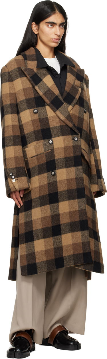 Plašči ADER ERROR Double-Breasted Check Coat Rjava | BN01FWCT0103BR, 3
