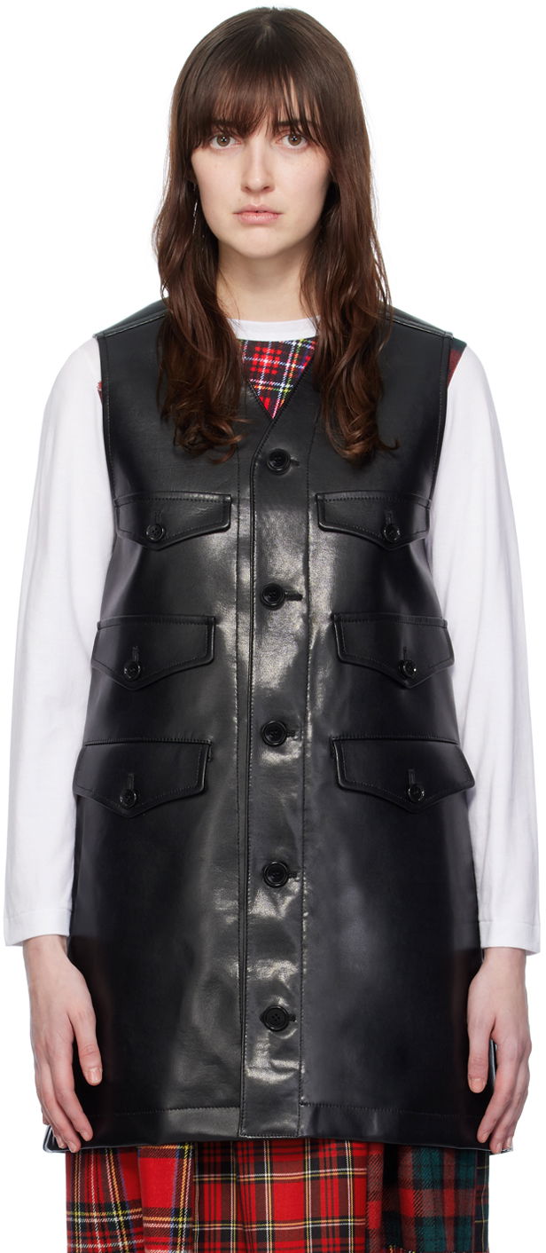 Telovnik Comme des Garçons Comme Des Garçons Belted Faux-Leather Vest Črna | TL-V009-051