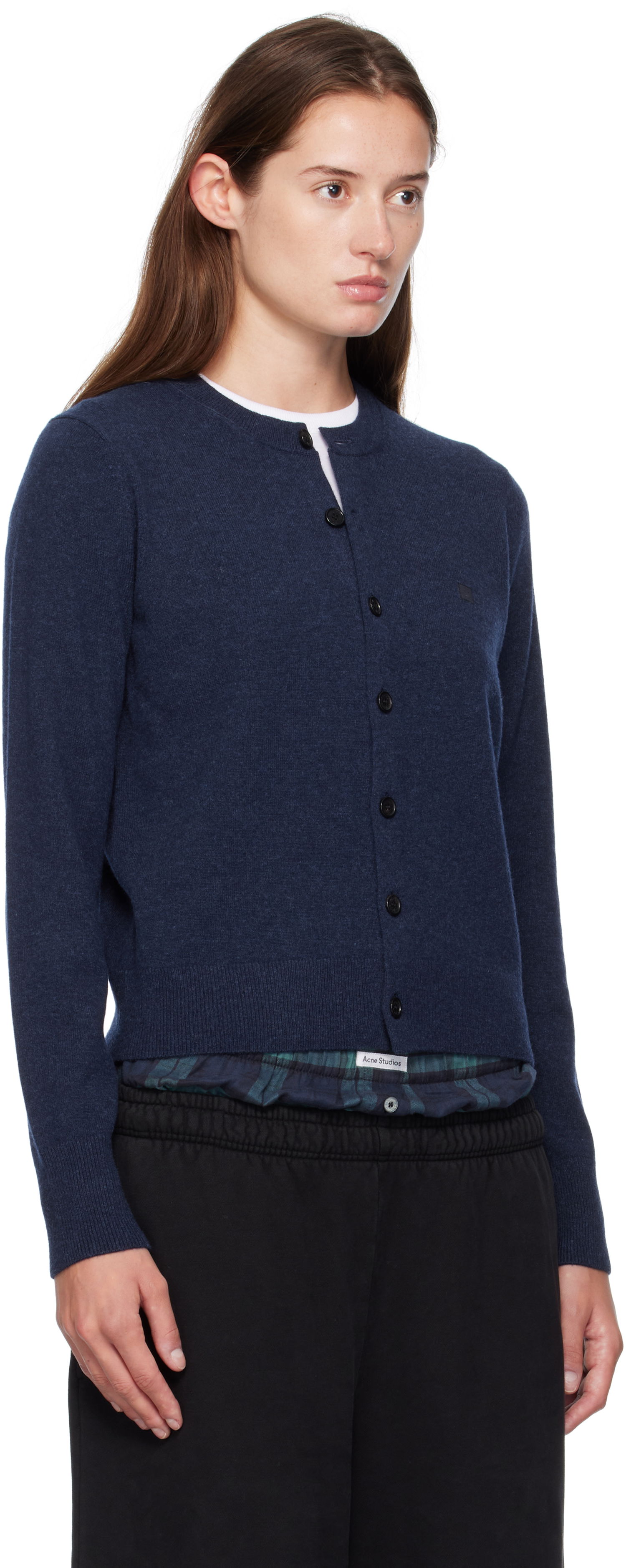 Pleteni pulover Acne Studios Fitted Yak Wool Cardigan Mornarica | A60634-, 1