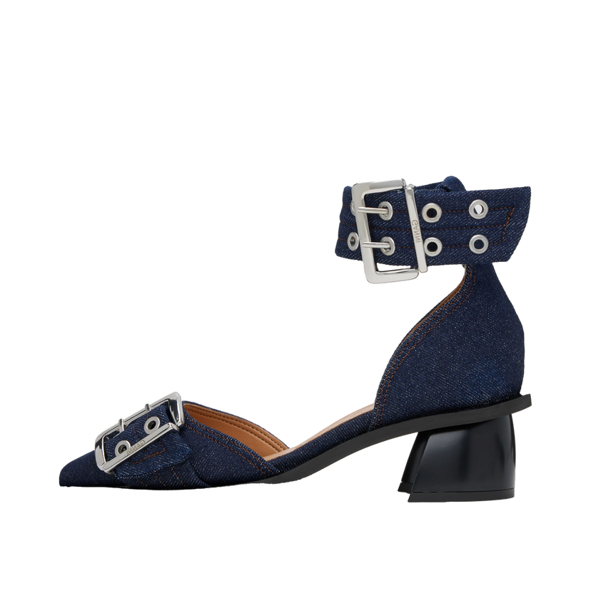 Superge in čevlji GANNI Feminine Buckle Open Cut Heels Mornarica | S2803