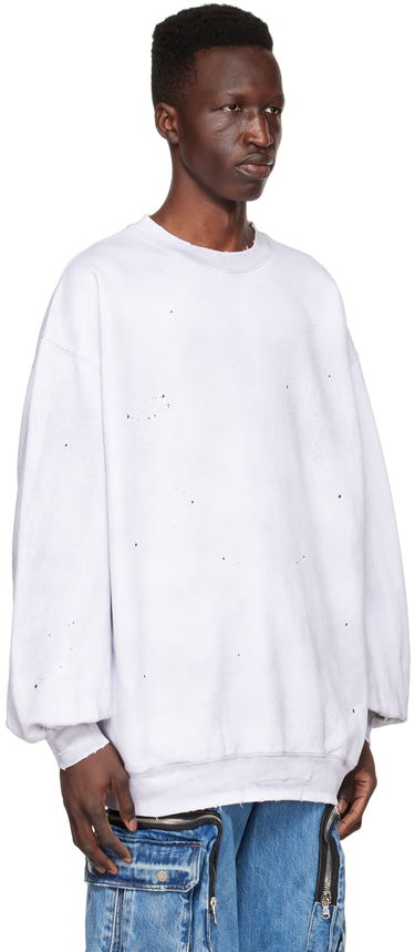 Pulover We11done We11done Distressed Cotton Sweatshirt Bela | WD-TS1-22-620-U-WH, 1