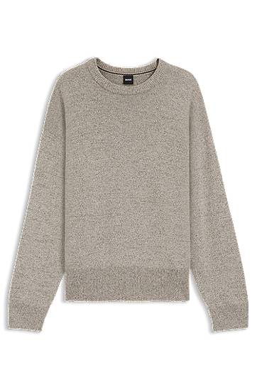 Pleteni pulover BOSS Relaxed-fit Crew-neck Virgin Wool Sweater Siva | 50550001
