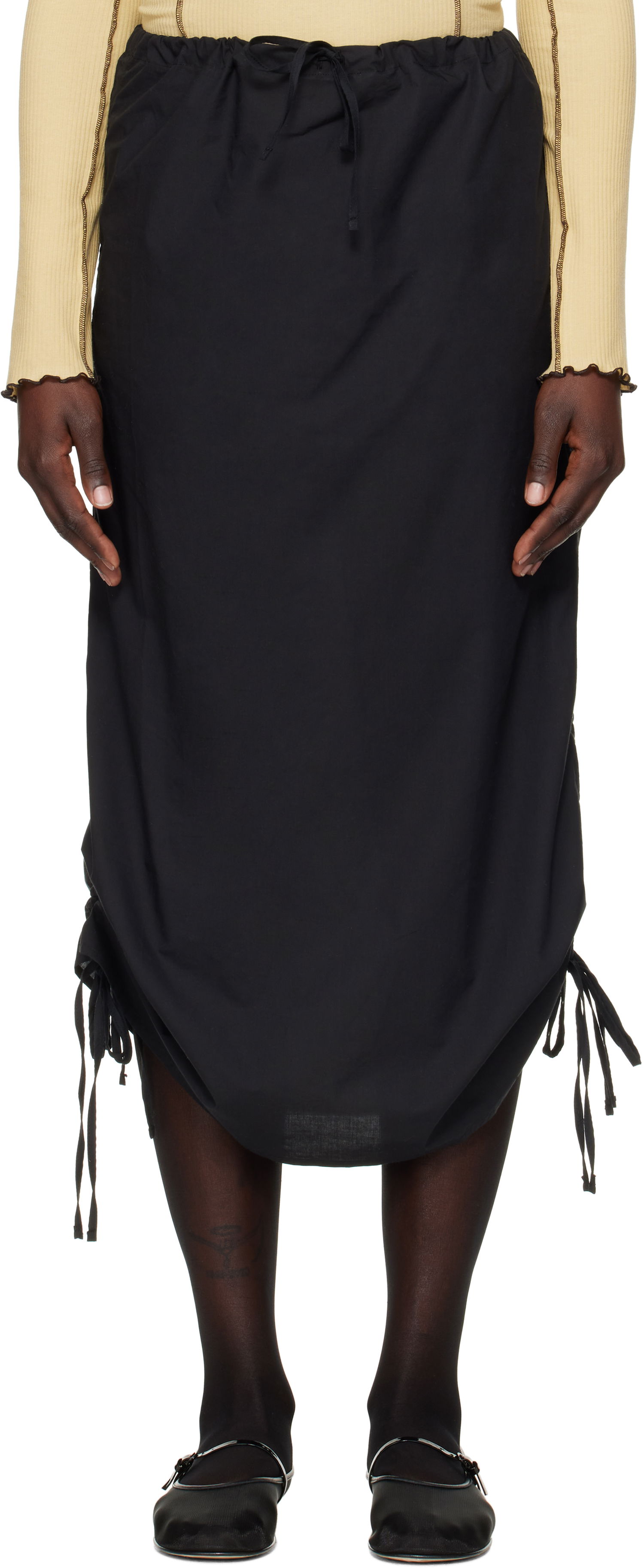 Krila Baserange Midi Skirt With Drawstring Črna | SKPS-CO-EXSP25, 0