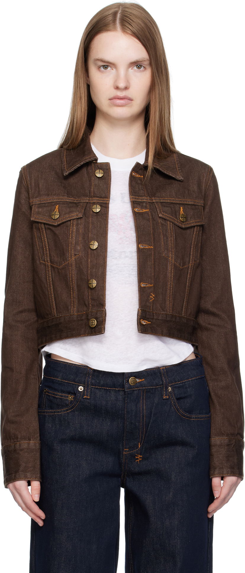 Jakna Ksubi Ksubi Slim Denim Trucker Jacket Rjava | WFA25JK012