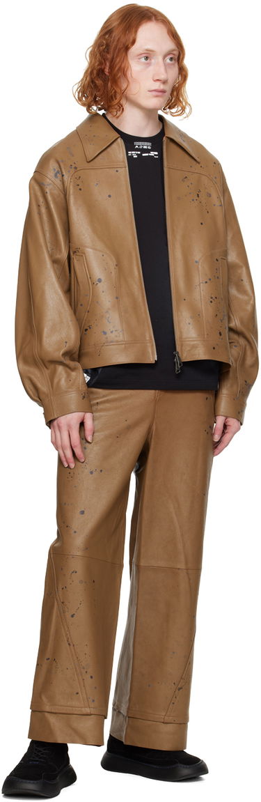 Jakna ADER ERROR Paint Splatter Cropped Leather Jacket Rjava | BN01SSJK0101BR, 3