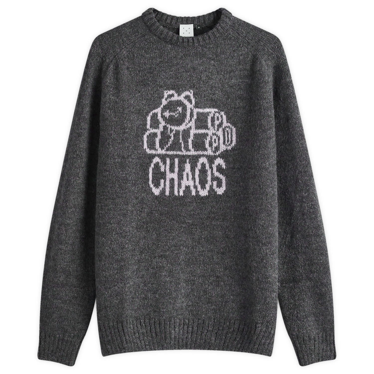 Pleteni pulover Pop Trading Company Chaos Knit Crew Large Siva | POPAW24-06-004, 0