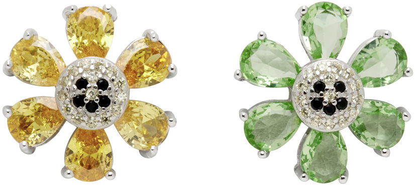 Uhani Collina Strada Collina Strada Happy Flower Earrings Zelena | XX1231 RHINESTONE