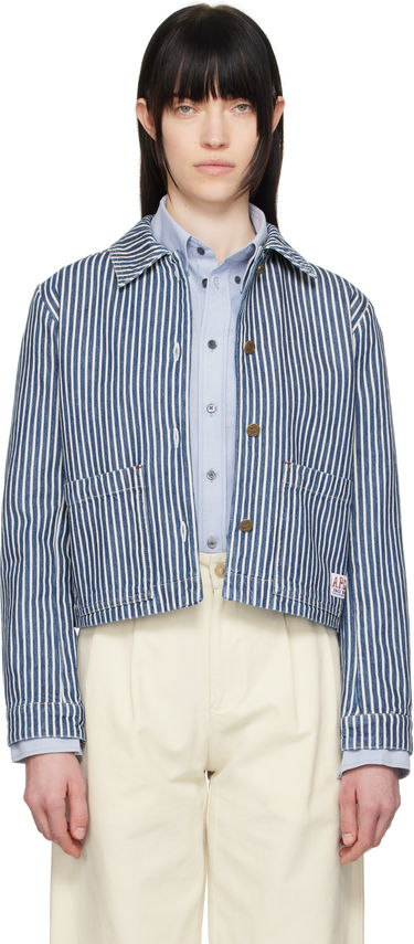 Jakna A.P.C. A.P.C. Frida Striped Cropped Denim Jacket Modra | COHHG-F32006, 0