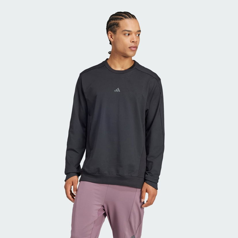 Pleteni pulover adidas Performance Yoga Crew Neck Sweatshirt Črna | JF4238