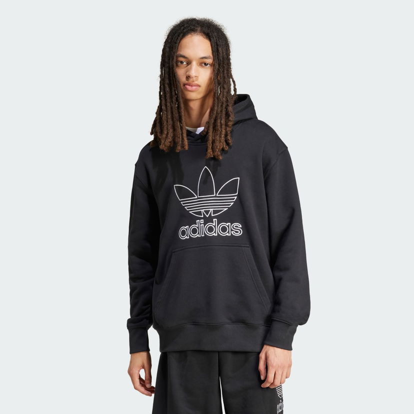 Pulover adidas Performance Outline Trefoil Hoodie Črna | JP1079