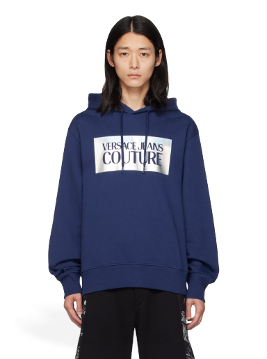 Pulover Versace Jeans Couture Printed Hoodie Mornarica | E75GAIF04_ECF03F