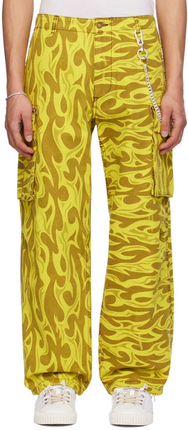 Cargo hlače ERL ERL Cargo Pants with Print Rumena | ERL08P007, 0