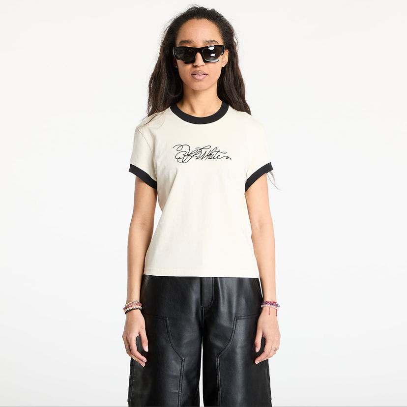 Majica Off-White Off-White Script Fitted T-Shirt Bež | OWAA112S25JER0030B10