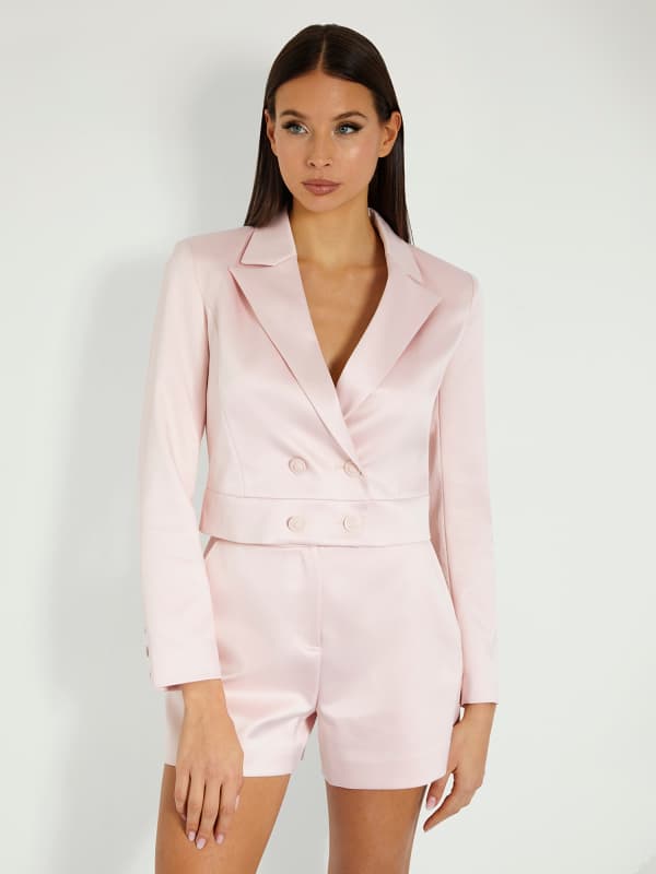 Jakna GUESS Double Breasted Cropped Blazer Bež | W4GN38WFJ02
