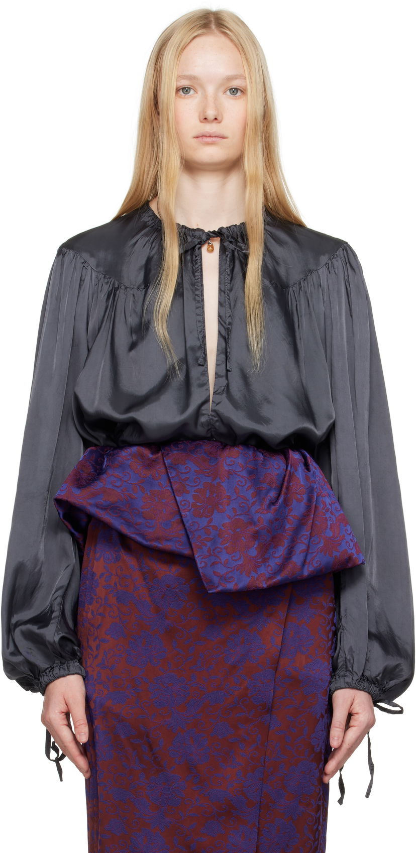 Srajce Dries Van Noten Dries Van Noten Drawstring Blouse Črna | 251-010710-1427