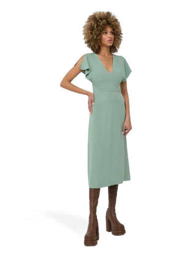 Obleke BOSS Slim-Fit Long-Length Dress with V Neckline Zelena | 50488660