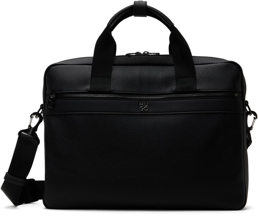 Nahrbtniki in torbe BOSS Logo Hardware Faux-Leather Briefcase Črna | 50547428