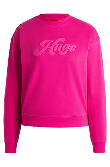 Pleteni pulover BOSS Relaxed Fit Cotton Blend Sweatshirt with Retro Logo by HUGO Roza | 50541169