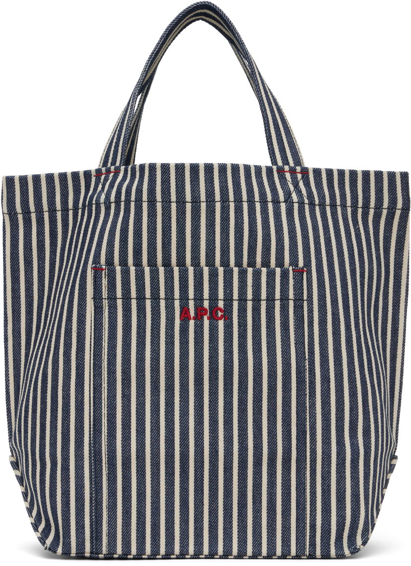 Tote bag A.P.C. A.P.C. Thais Mini Striped Tote Modra | COHHG-M61831