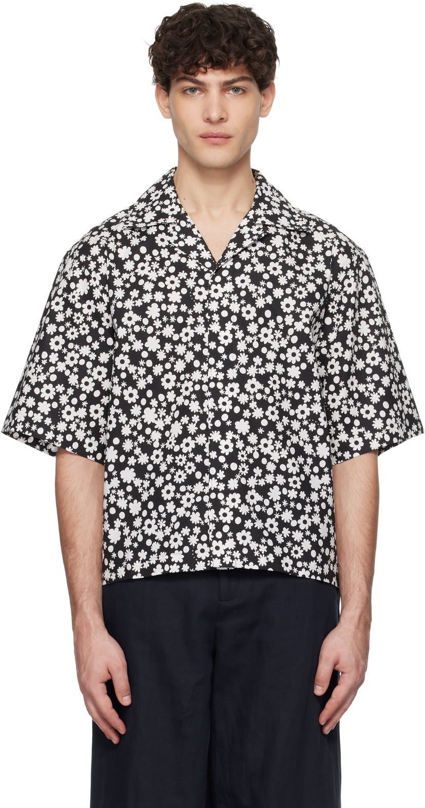 Srajce Marni Marni Pop Fields Motif Shirt Črna | CUMU0330S2 UTC463