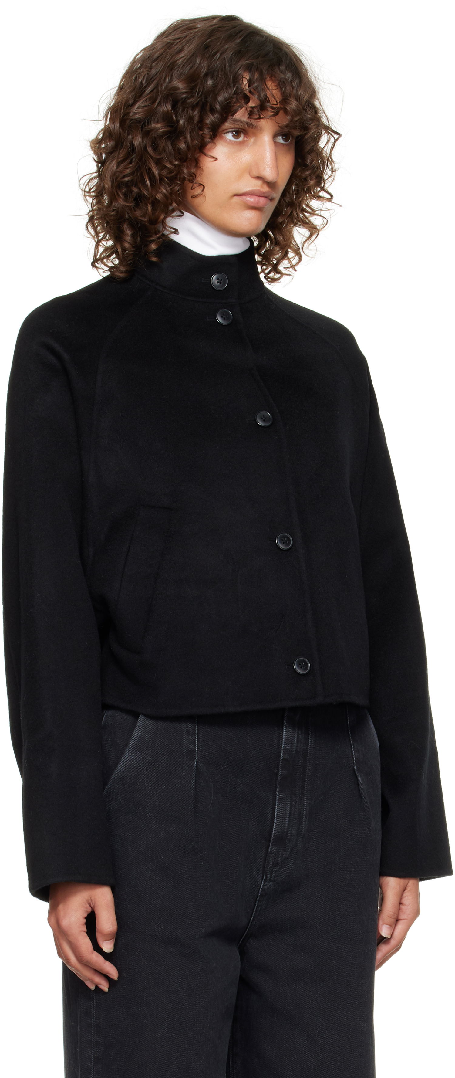 Jakna Loulou de Saison Loulou de Saison Nyma Cropped Wool Jacket Črna | NYMA, 1