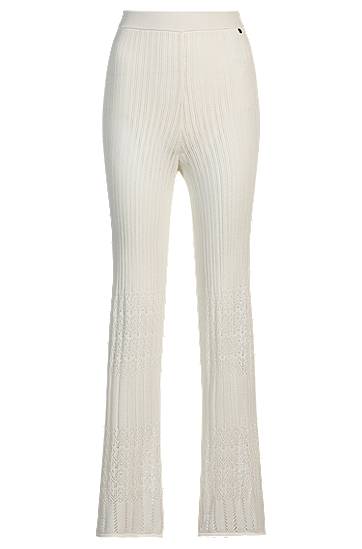 Hlače BOSS Stretch Knitted Trousers with Mixed Structures Bela | 50535496