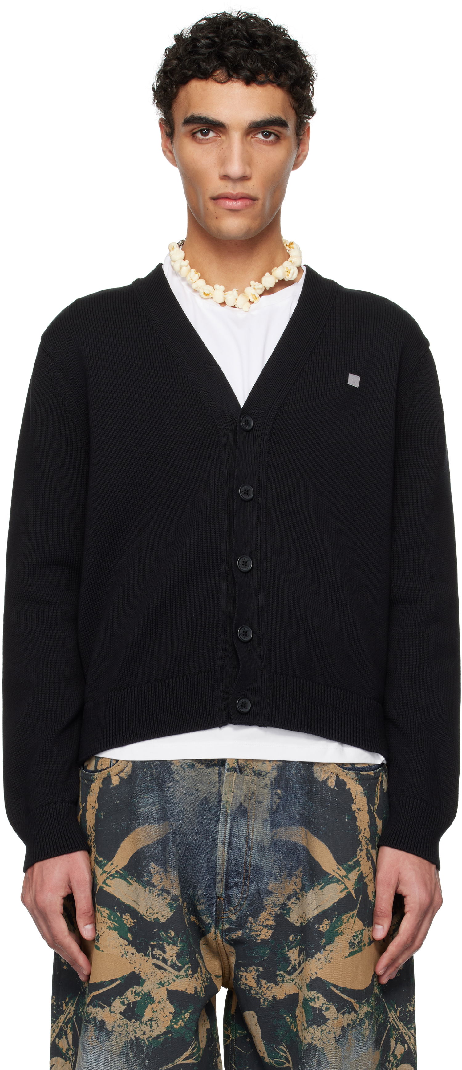 Pleteni pulover Acne Studios Acne Studios V-Neckline Cardigan Črna | C60104-, 0