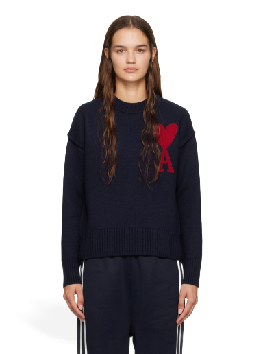 Pleteni pulover AMI Sweater Mornarica | UKS006.018