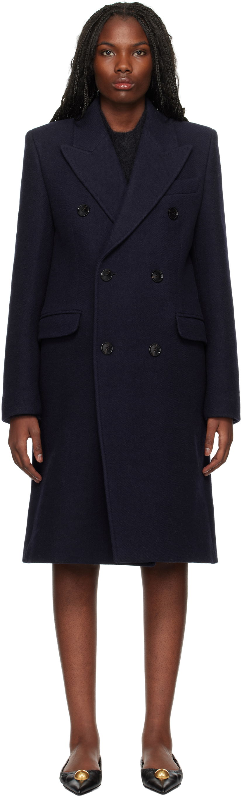 Plašči AMI Double Breasted Coat Črna | FCO110.WV0049